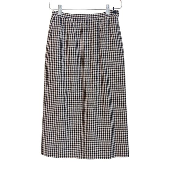 Valentino Vintage Black and White Checked Pencil Skirt, IT 40 US 4 - Picture 1 of 5